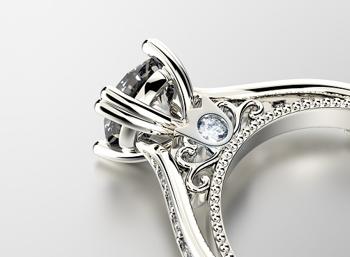 Golden Engagement Ring with Diamond